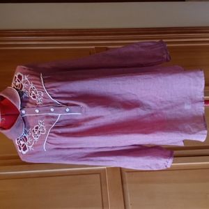 Pre-owned Beautiful Embroidered Sheer Tassels N Lace Size M